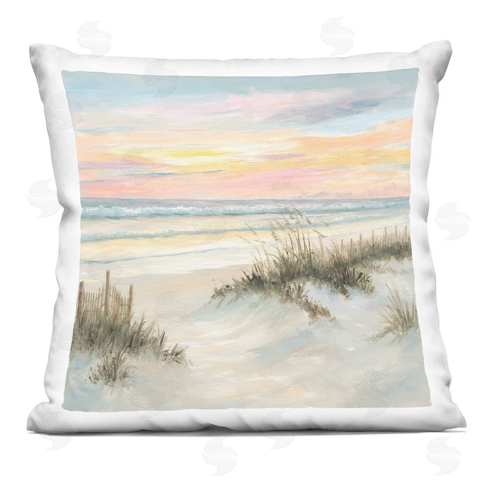 Georgia Janisse Pastel Sunset over Sandy Dunes Indoor Plush Polyester Square Throw Pillow