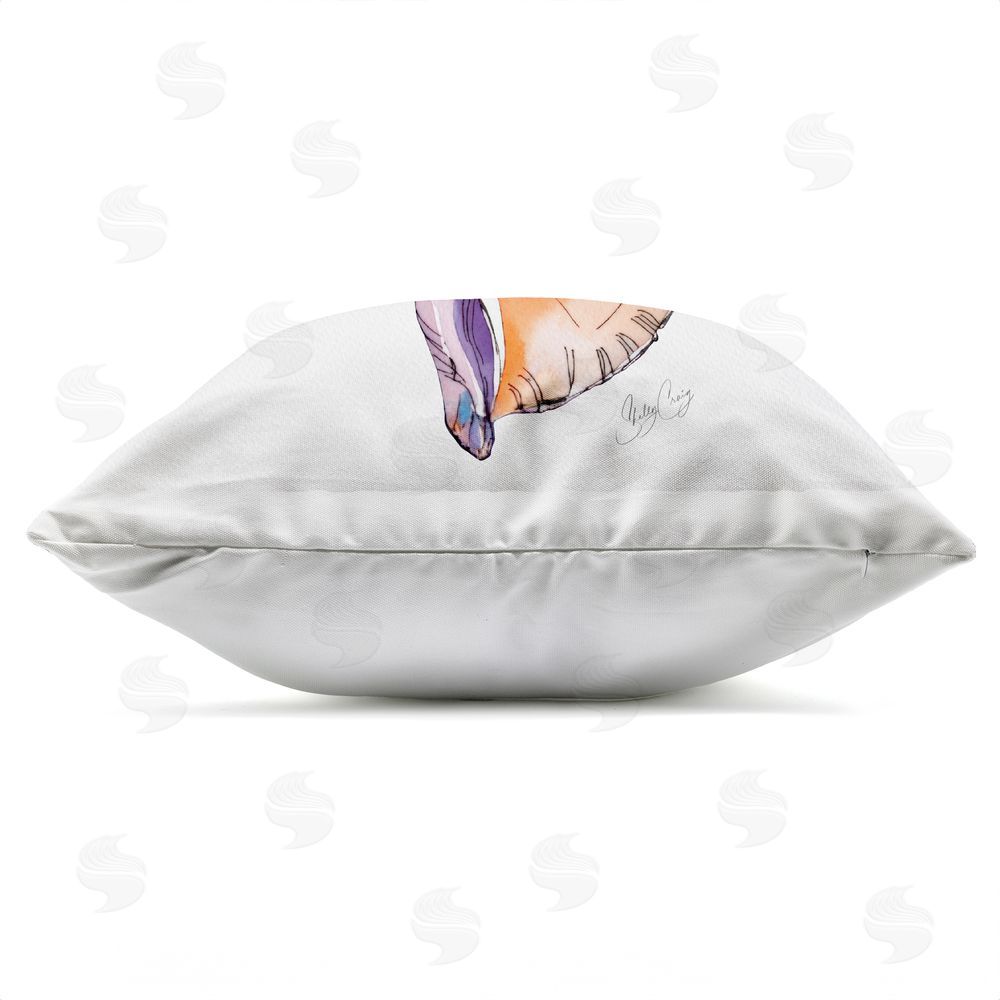 Shelly Craig Sunrise Conch Shell Outdoor Quick-Dry Polyester Square Throw Pillow Zipper Detail
