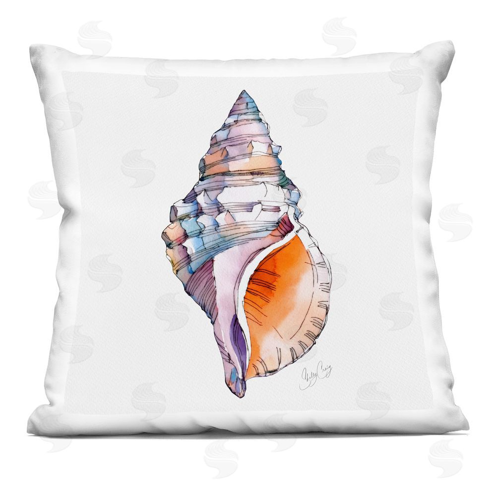 Shelly Craig Sunrise Conch Shell Indoor Plush Polyester Square Throw Pillow