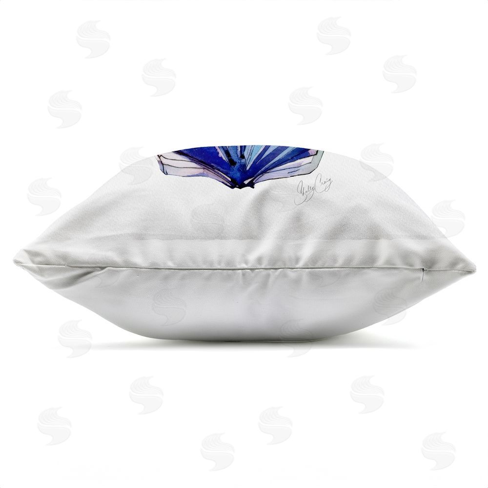 Shelly Craig Coastal Scallop Watercolor Outdoor Quick-Dry Polyester Square Throw Pillow Zipper Detail