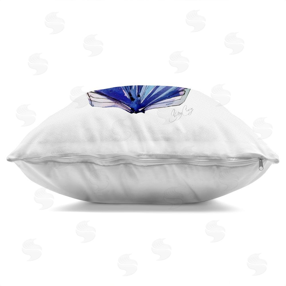 Shelly Craig Coastal Scallop Watercolor Indoor Plush Polyester Square Throw Pillow Zipper Detail