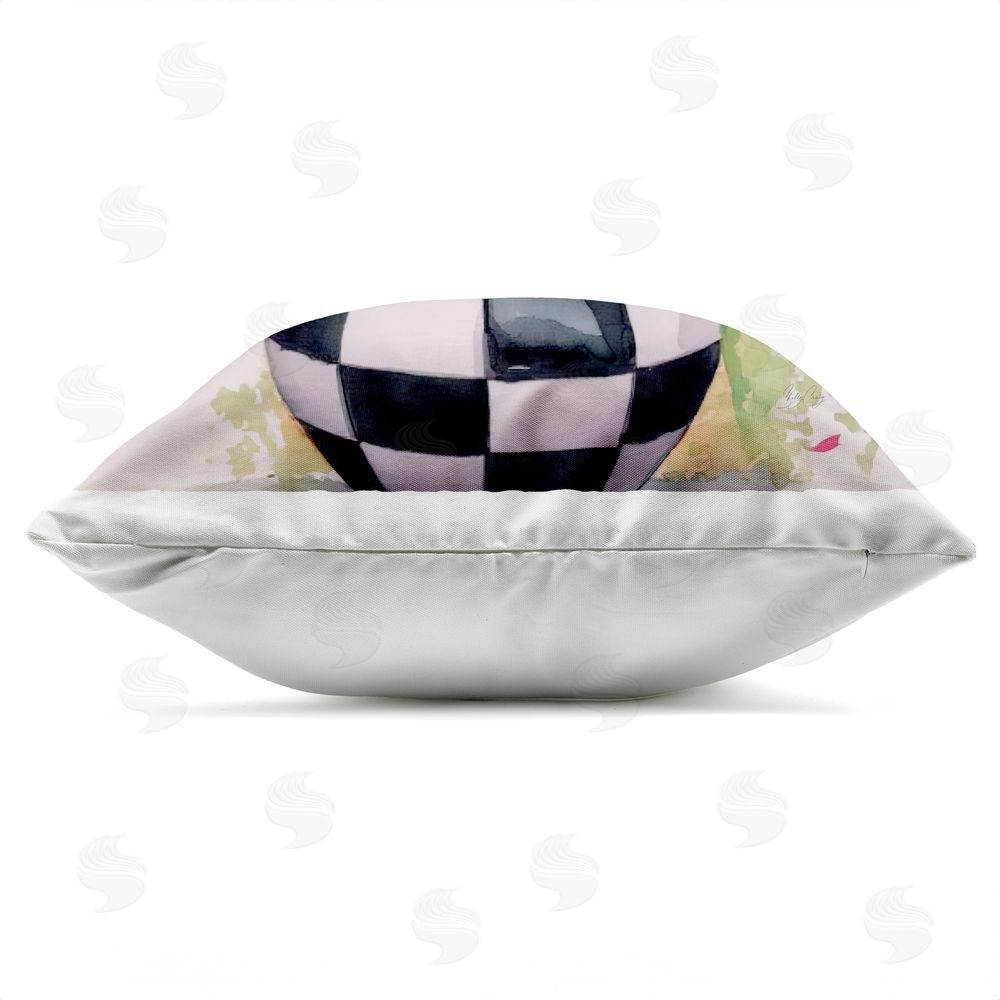 Shelly Craig Roses In Checkered Vase Outdoor Quick-Dry Polyester Square Throw Pillow Zipper Detail
