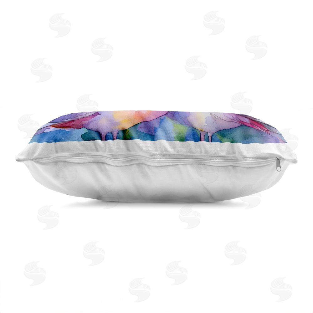 Shelly Craig Flamingo Love Pair Indoor Plush Polyester Lumbar Pillow Zipper Detail