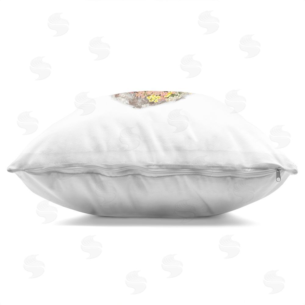 Beth Adoette Honeycomb with Botanicals Indoor Plush Polyester Square Throw Pillow Zipper Detail