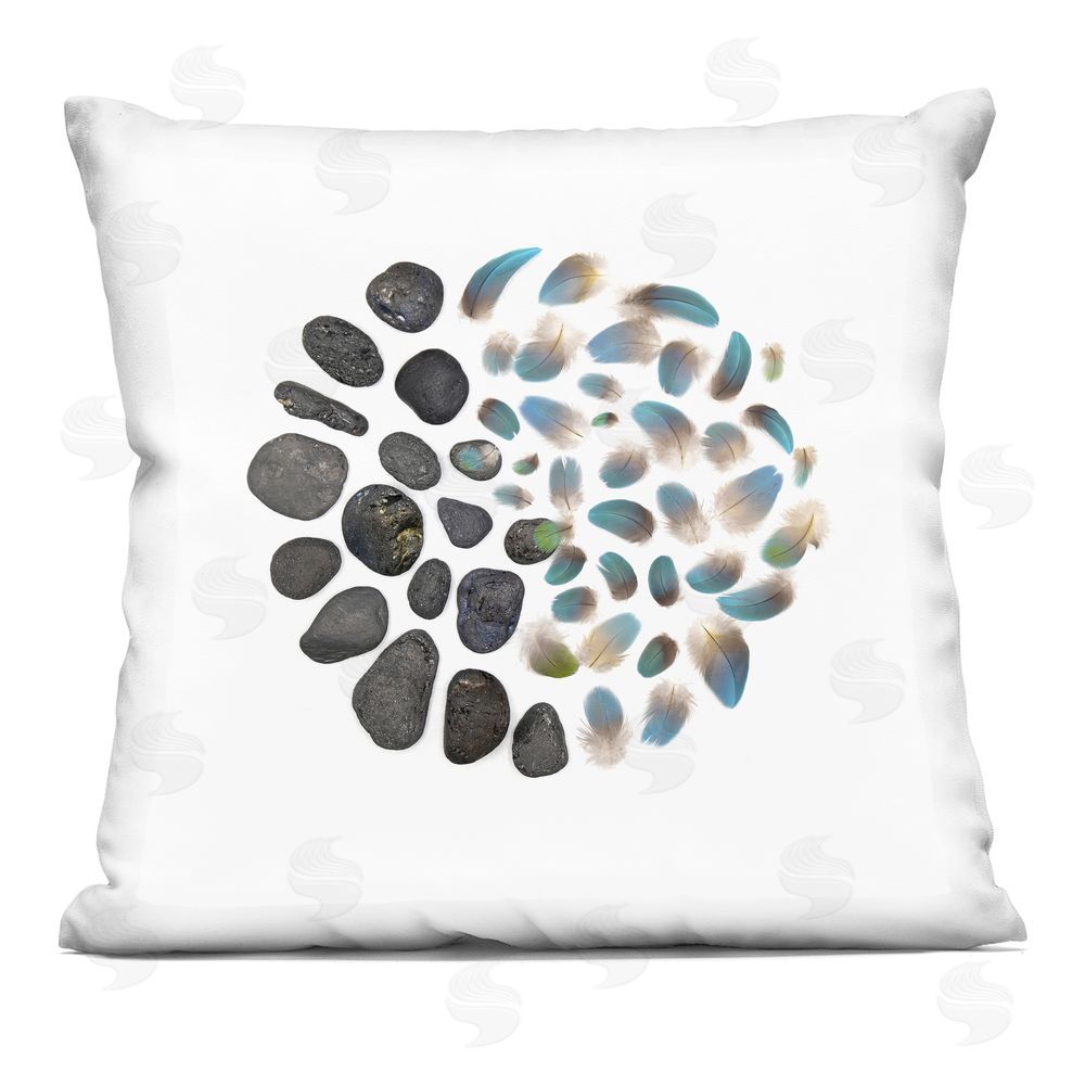 Beth Adoette Feathers & Rocks Collection Indoor Plush Polyester Square Throw Pillow