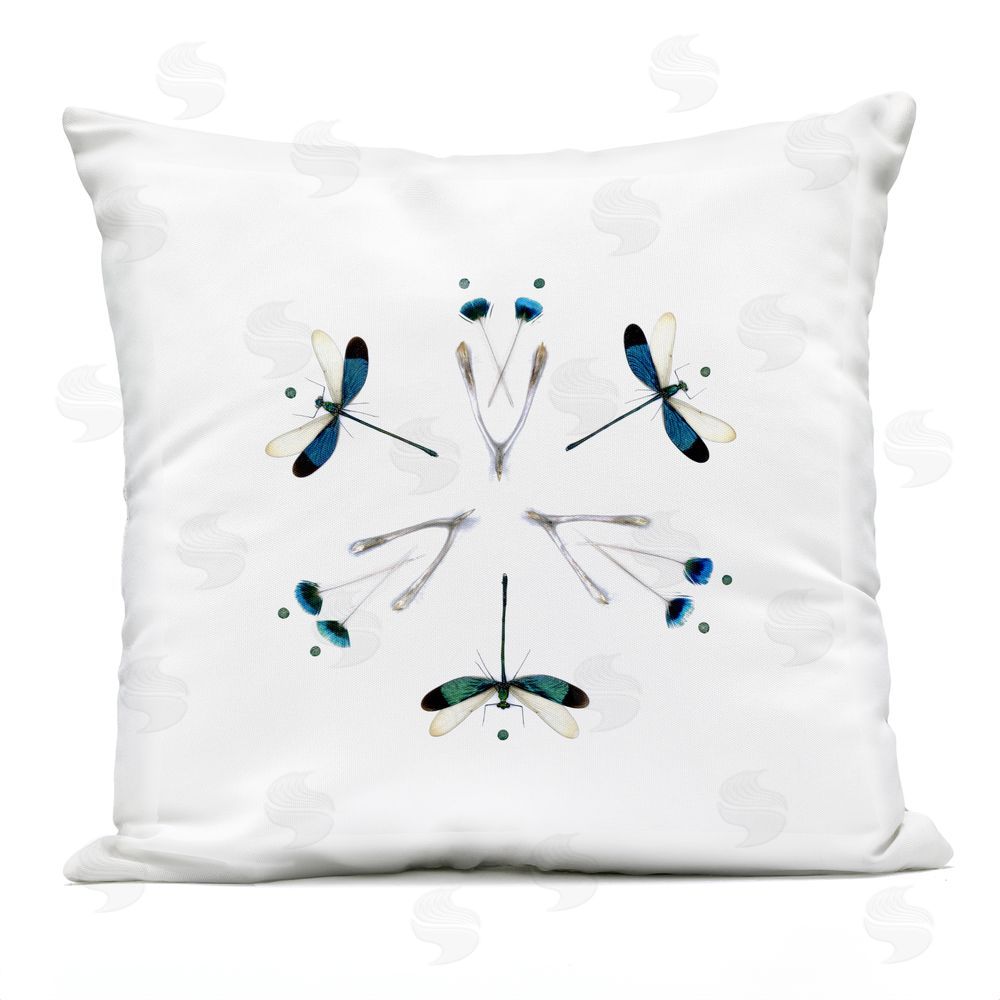 Beth Adoette Simple Dragonfly Symmetry Outdoor Quick-Dry Polyester Square Throw Pillow