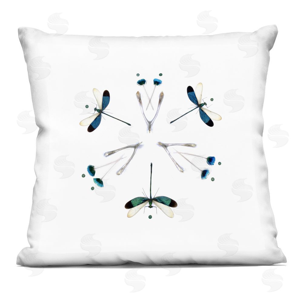 Beth Adoette Simple Dragonfly Symmetry Indoor Plush Polyester Square Throw Pillow