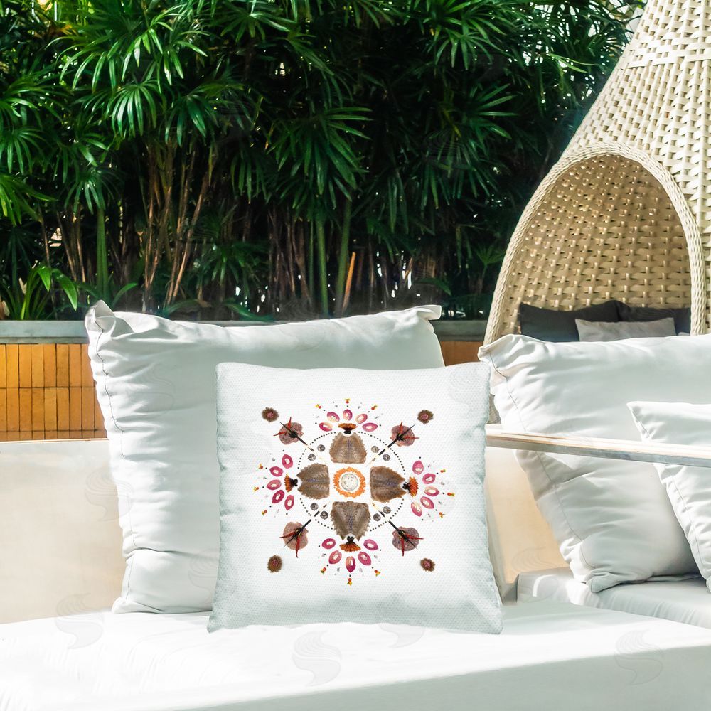 Beth Adoette Symmetrical Nautical Collection Outdoor Quick-Dry Polyester Printed Square Pillow on Patio