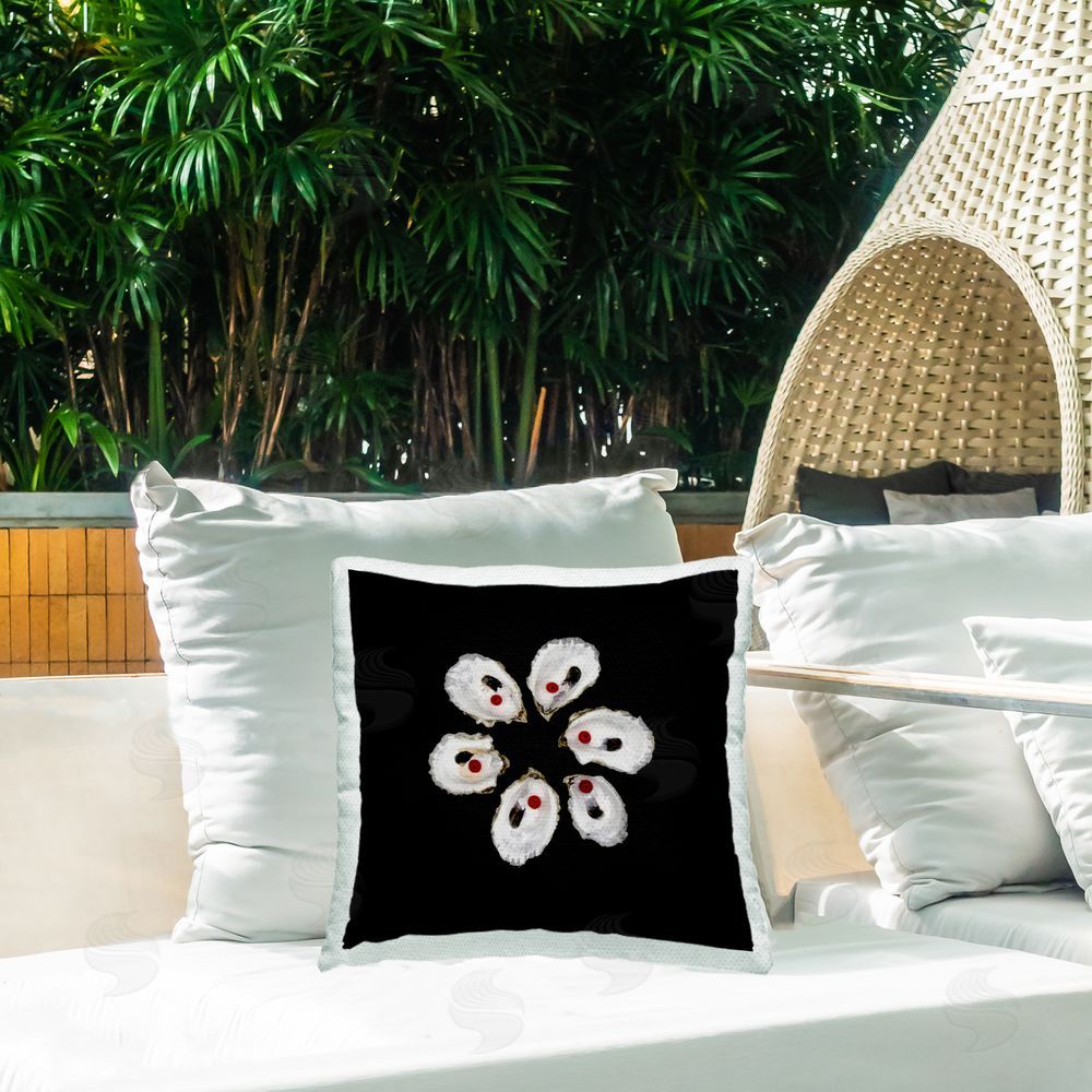 Beth Adoette Oyster Shells Symmetry Outdoor Quick-Dry Polyester Printed Square Pillow on Patio