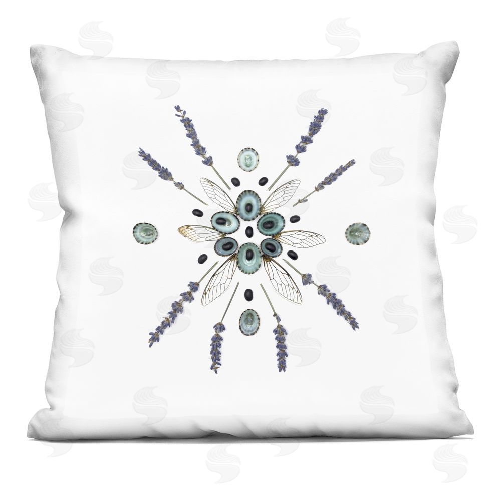 Beth Adoette Lavender & Delicate Wings Indoor Plush Polyester Square Throw Pillow