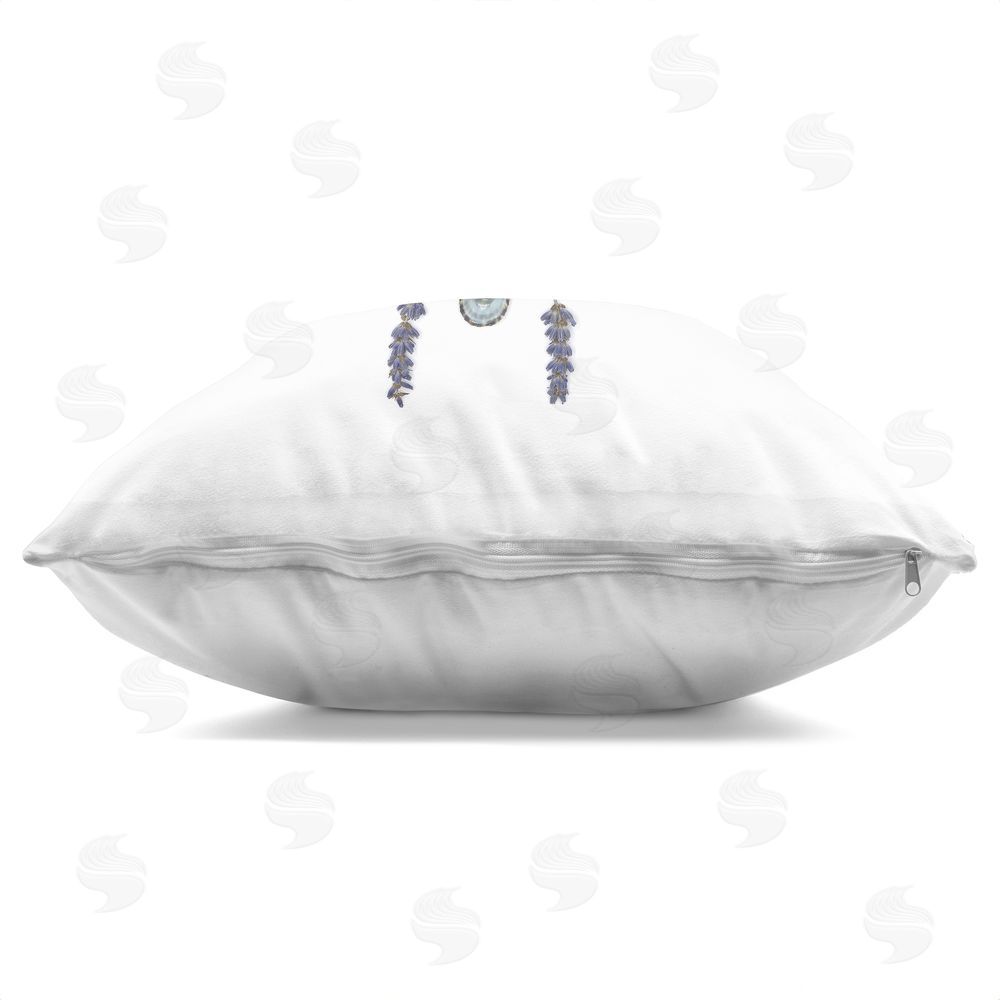 Beth Adoette Lavender & Delicate Wings Indoor Plush Polyester Square Throw Pillow Zipper Detail