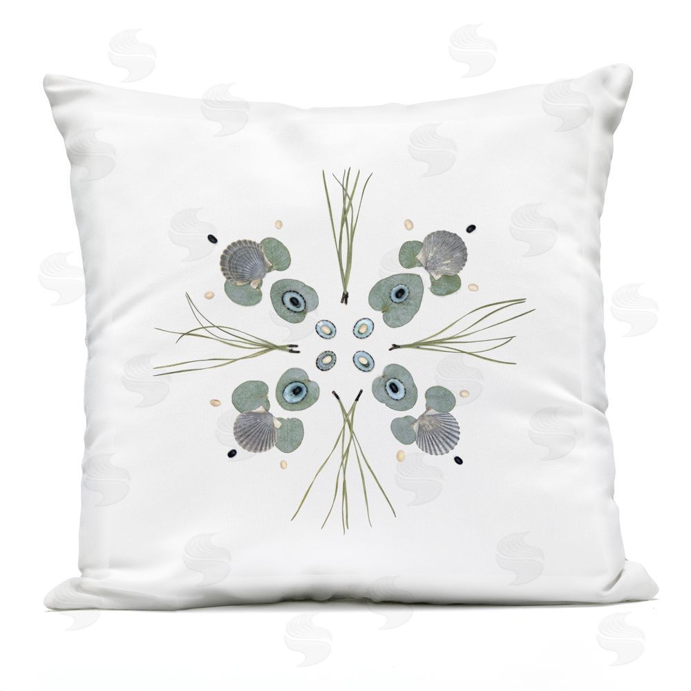 Beth Adoette Seashell & Leaf Symmetry Outdoor Quick-Dry Polyester Square Throw Pillow