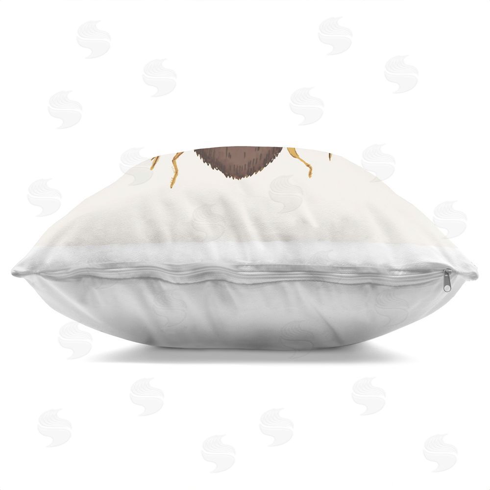 Ani Del Sol Floral Bee with Garden Wings Indoor Plush Polyester Square Throw Pillow Zipper Detail