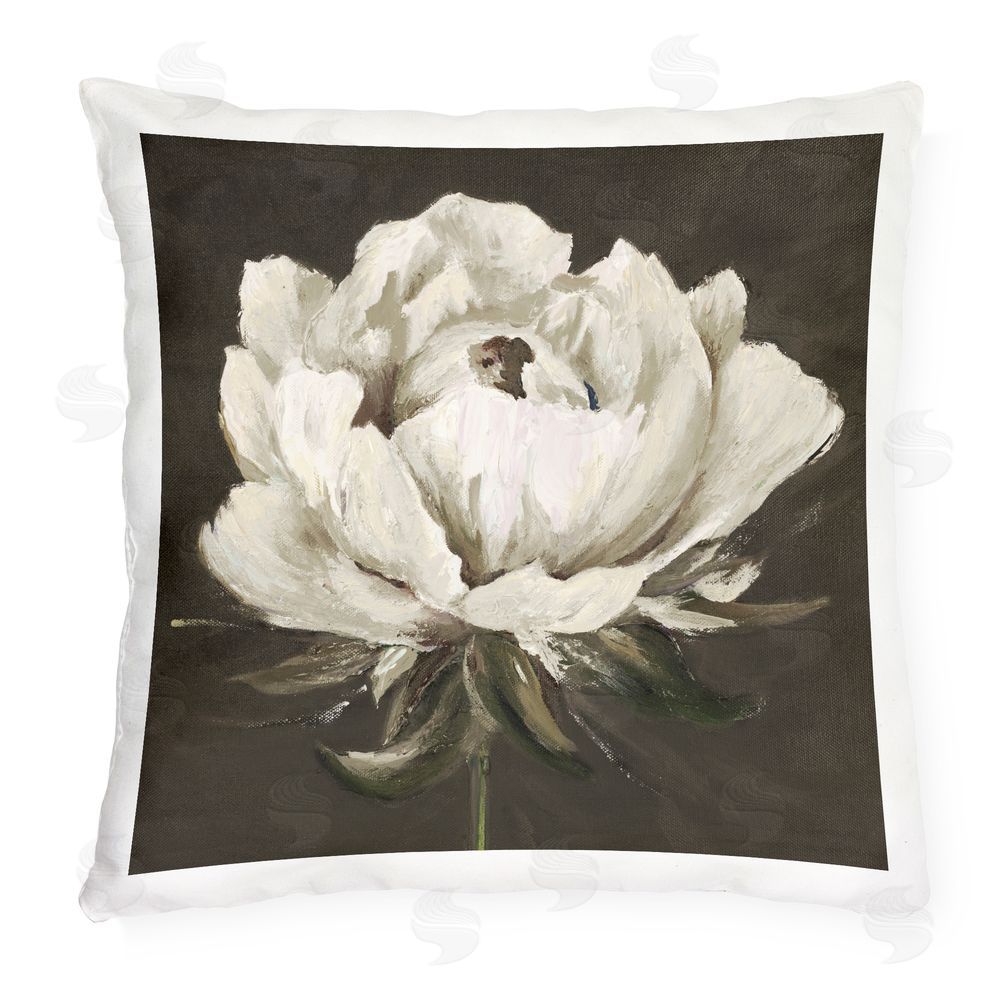 Patricia Pinto Pretty Rose Bloom on Brown Outdoor Quick-Dry Polyester Square Throw Pillow