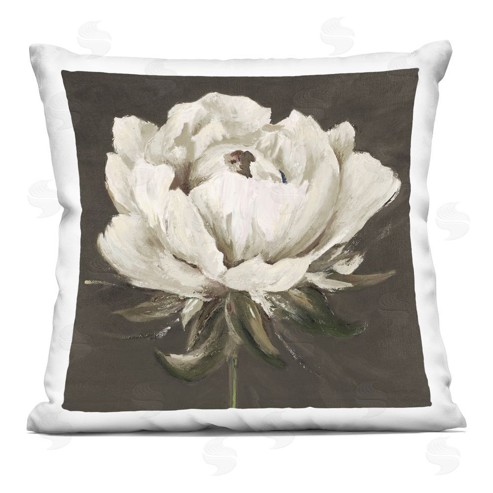 Patricia Pinto Pretty Rose Bloom on Brown Indoor Plush Polyester Square Throw Pillow