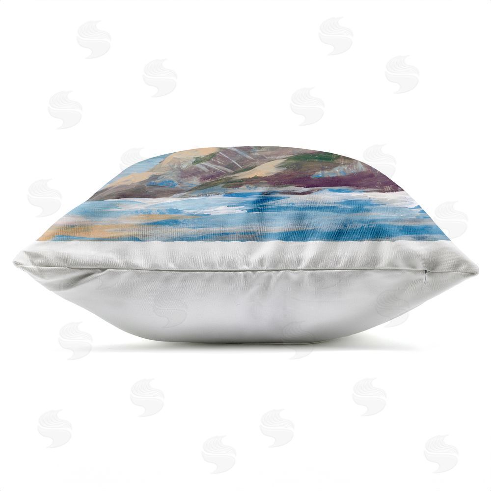 Lera Coastal Lighthouse at Sunset Outdoor Quick-Dry Polyester Square Throw Pillow Zipper Detail