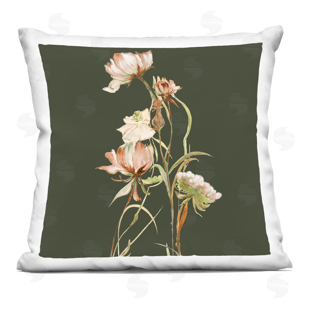 Liz Jardine Blooming Wildflower Branch Indoor Plush Polyester Square Throw Pillow