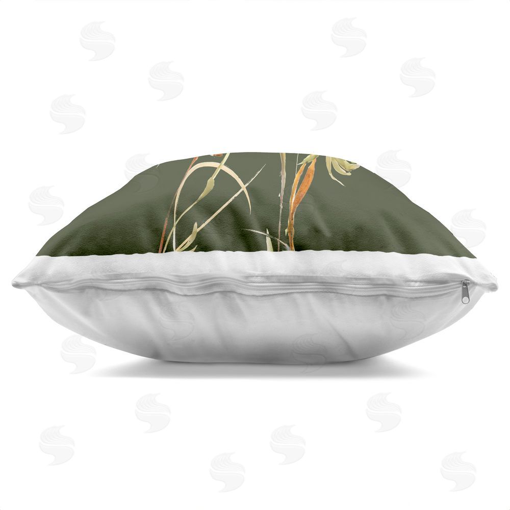 Liz Jardine Blooming Wildflower Branch Indoor Plush Polyester Square Throw Pillow Zipper Detail