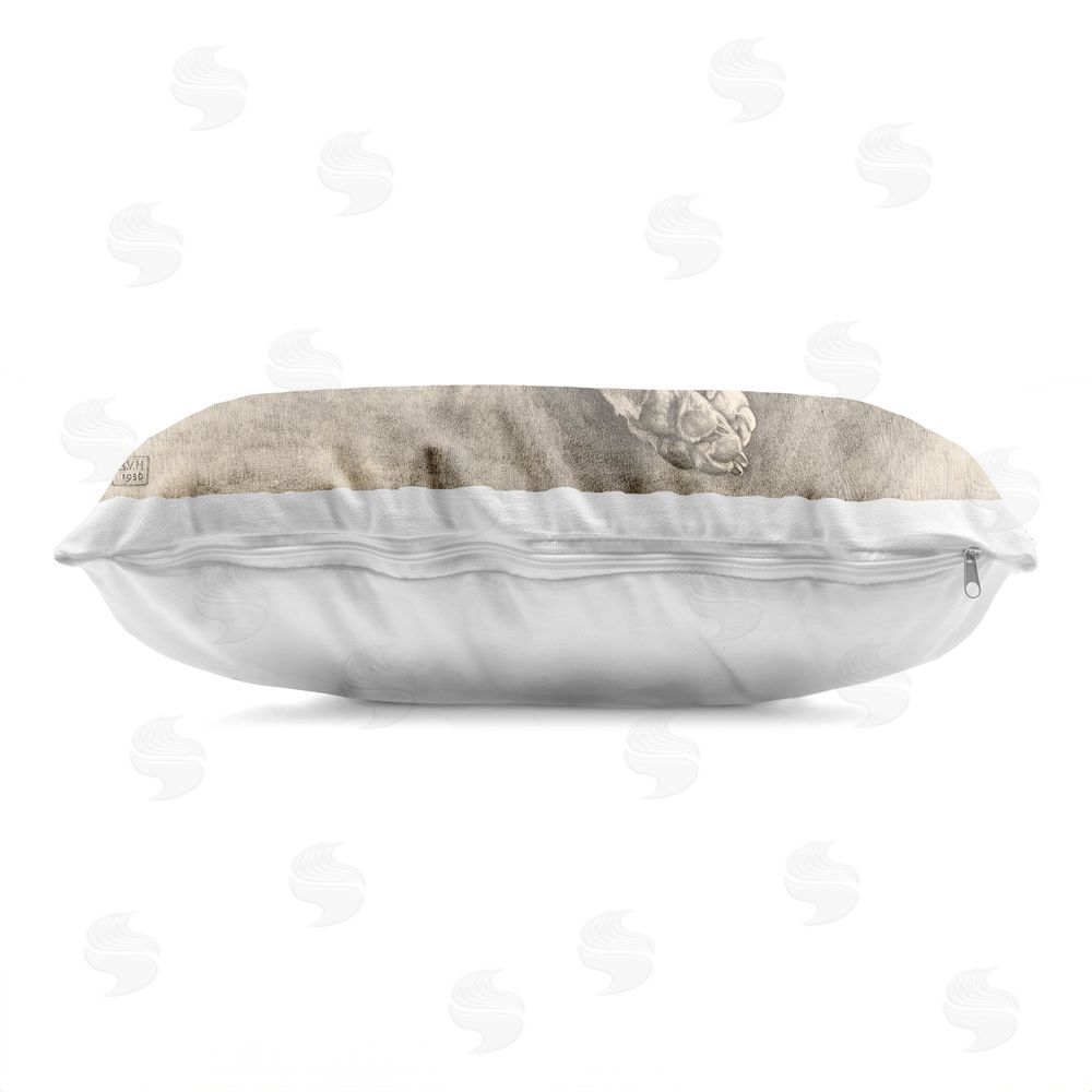 Bertha Van Hasselt Sleeping Hound Drawing Indoor Plush Polyester Lumbar Pillow Zipper Detail