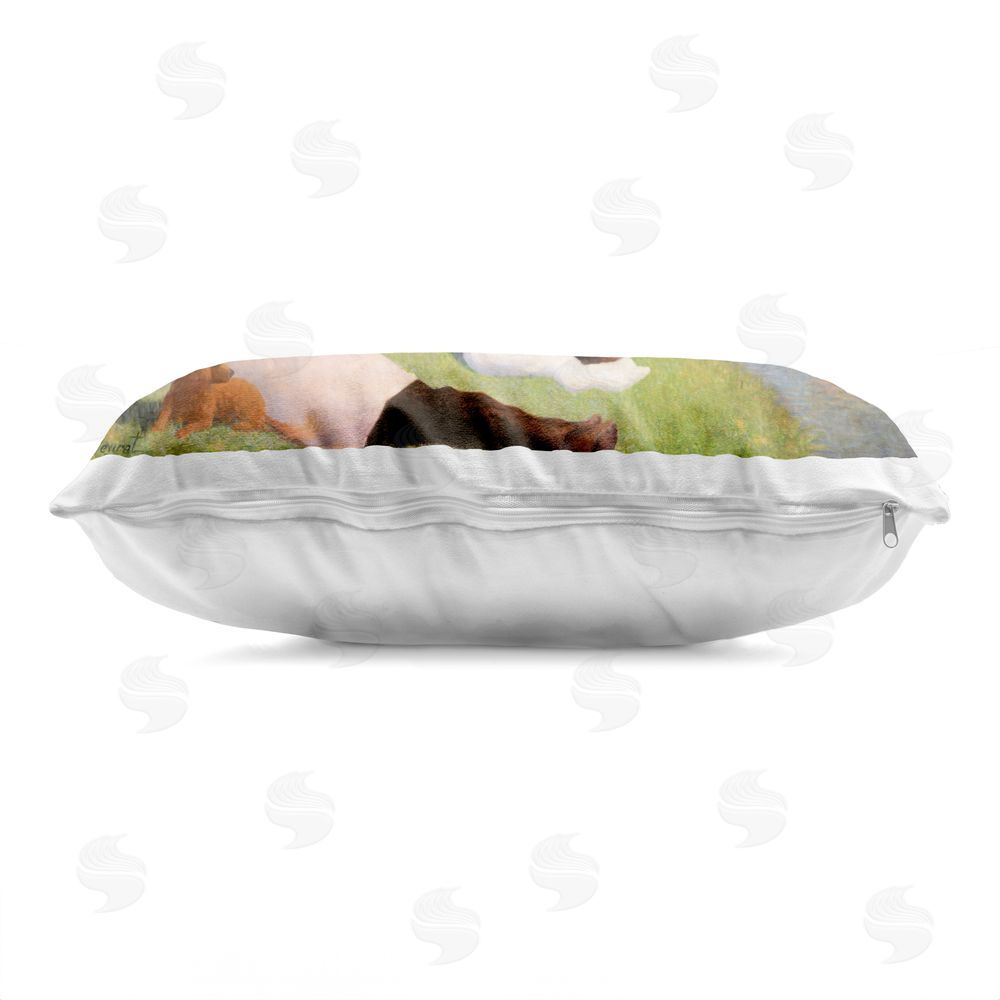 Georges Seurat Afternoon Bathers Georges Seurat Indoor Plush Polyester Lumbar Pillow Zipper Detail