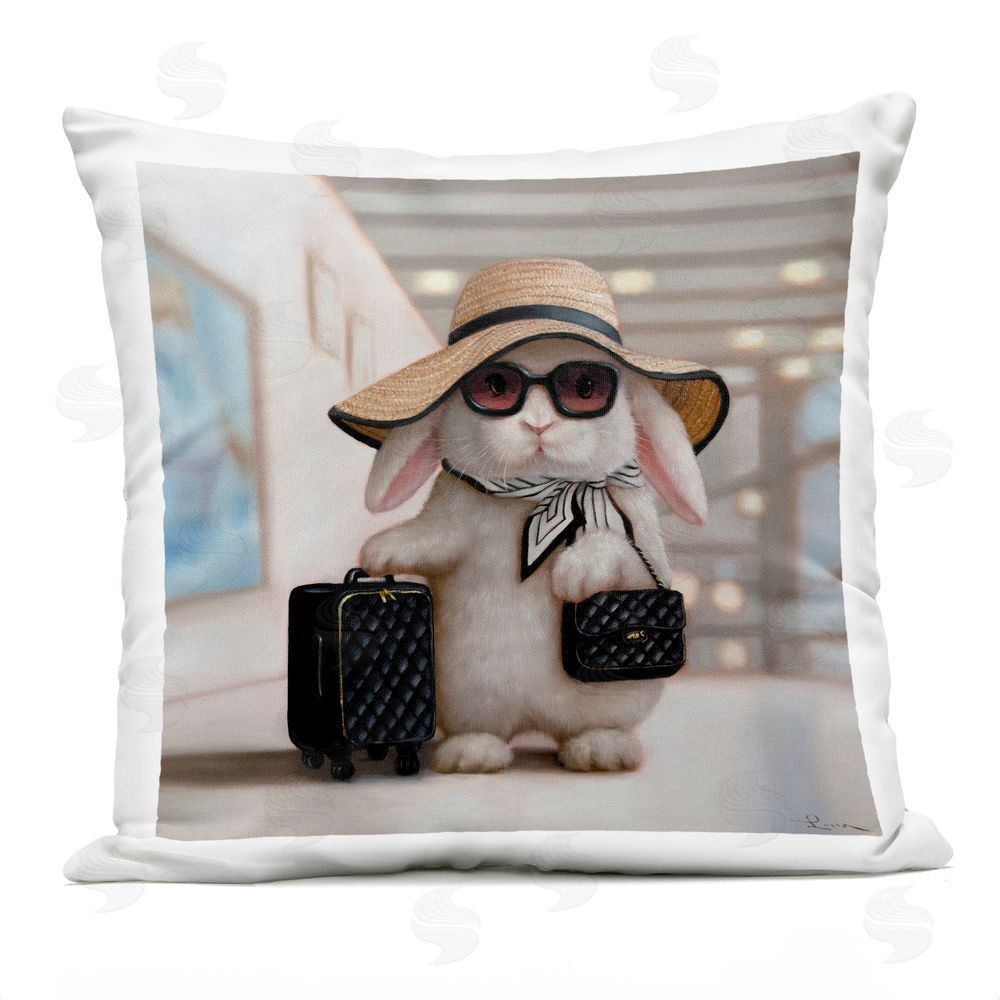 Lucia Heffernan Bun Voyage Traveling Rabbit Outdoor Quick-Dry Polyester Square Throw Pillow