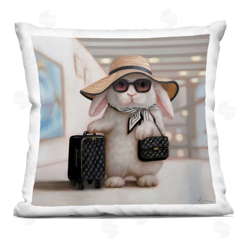 Lucia Heffernan Bun Voyage Traveling Rabbit Indoor Plush Polyester Square Throw Pillow