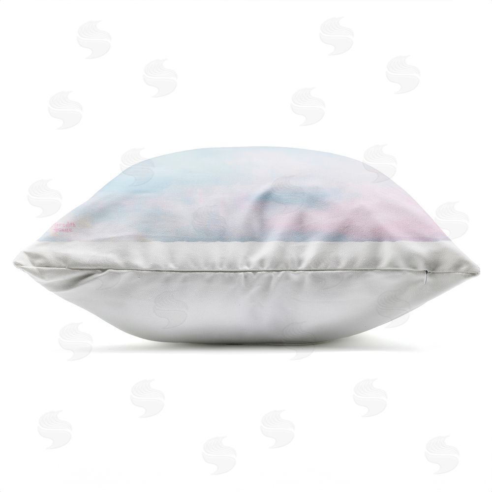 Meredith Howse Morning at Lake Windermere Outdoor Quick-Dry Polyester Square Throw Pillow Zipper Detail