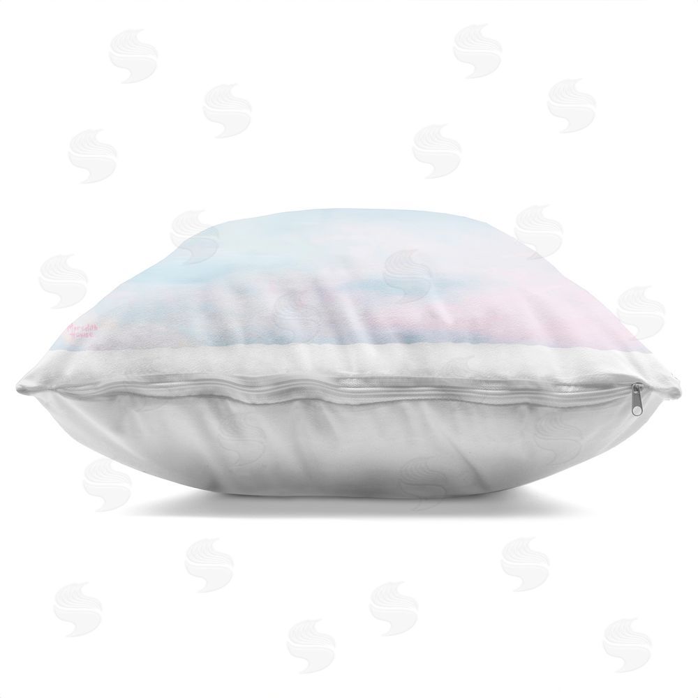 Meredith Howse Morning at Lake Windermere Indoor Plush Polyester Square Throw Pillow Zipper Detail