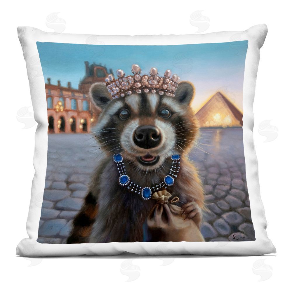 Lucia Heffernan Louvre Loot Raccoon Indoor Plush Polyester Square Throw Pillow