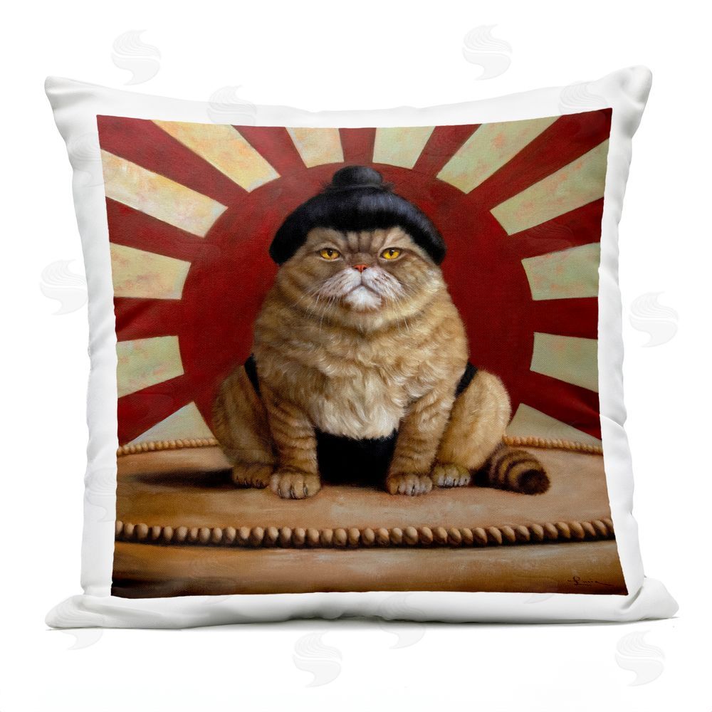 Lucia Heffernan Sumo Cat with Sun Rays Outdoor Quick-Dry Polyester Square Throw Pillow