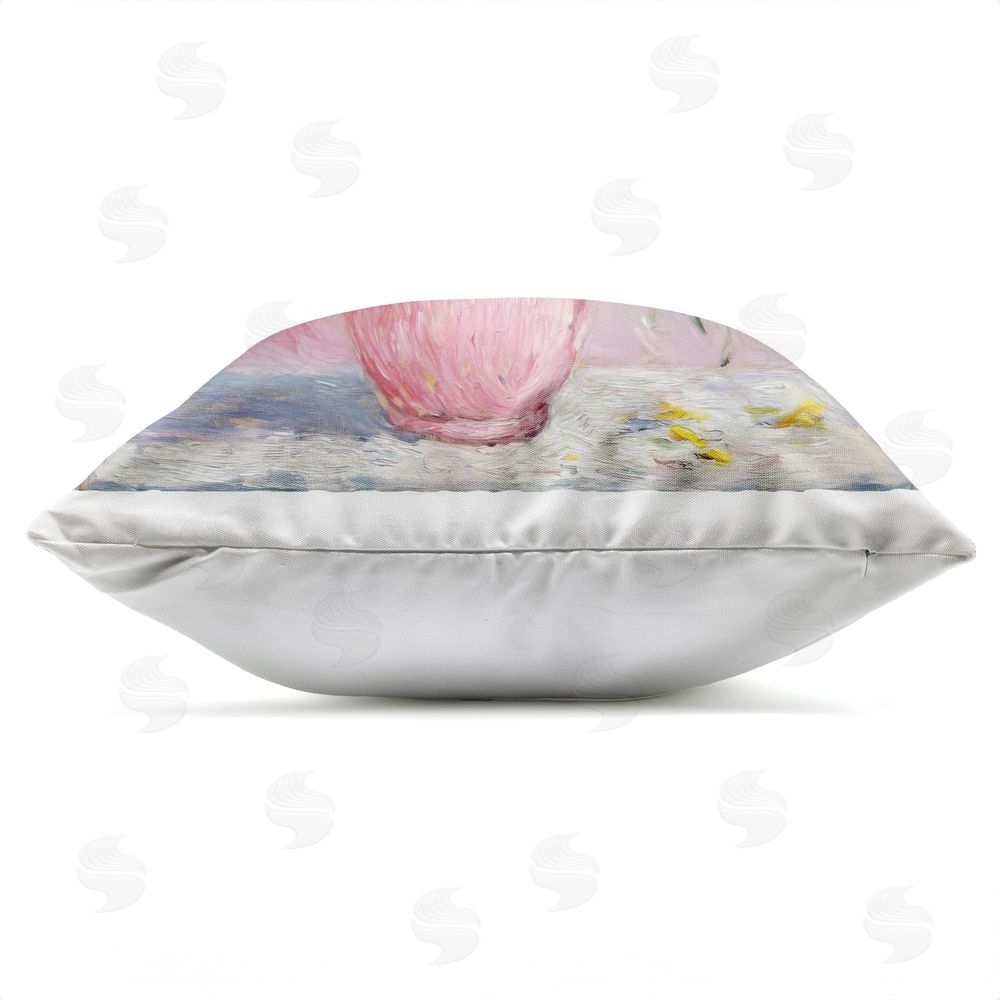 Tina LeCour Sunflowers In Pink Vase Impression Outdoor Quick-Dry Polyester Square Throw Pillow Zipper Detail
