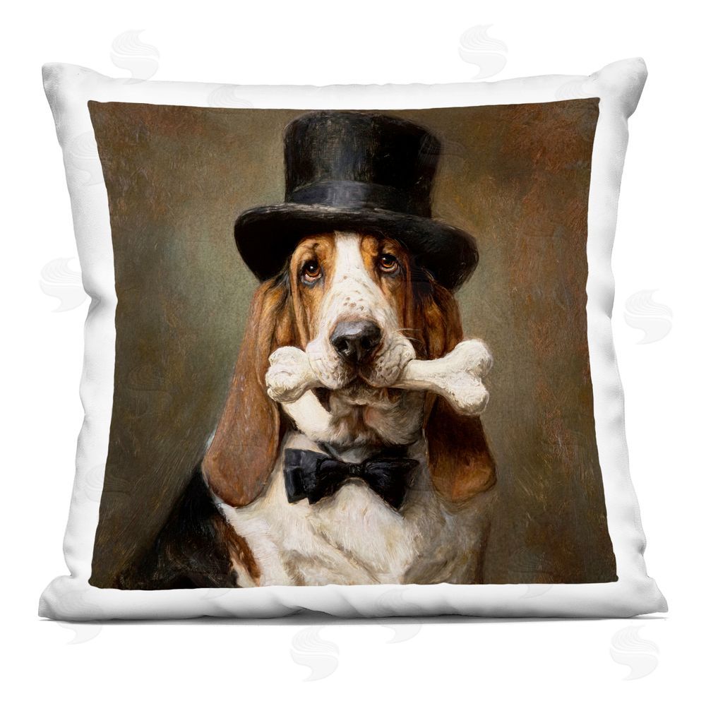 Tina LeCour Loyal Gentleman Basset Hound Indoor Plush Polyester Square Throw Pillow