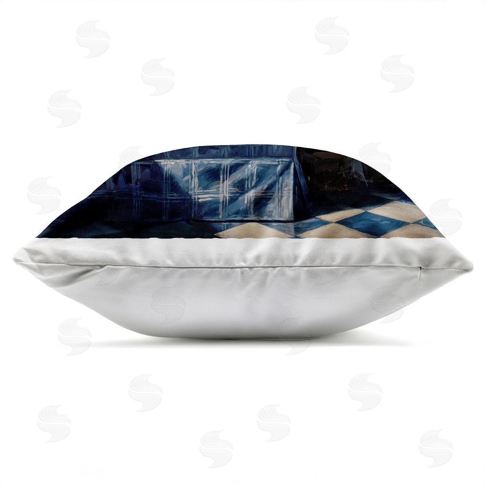 Tina LeCour Midnight Moo Lounging on Sofa Outdoor Quick-Dry Polyester Square Throw Pillow Zipper Detail