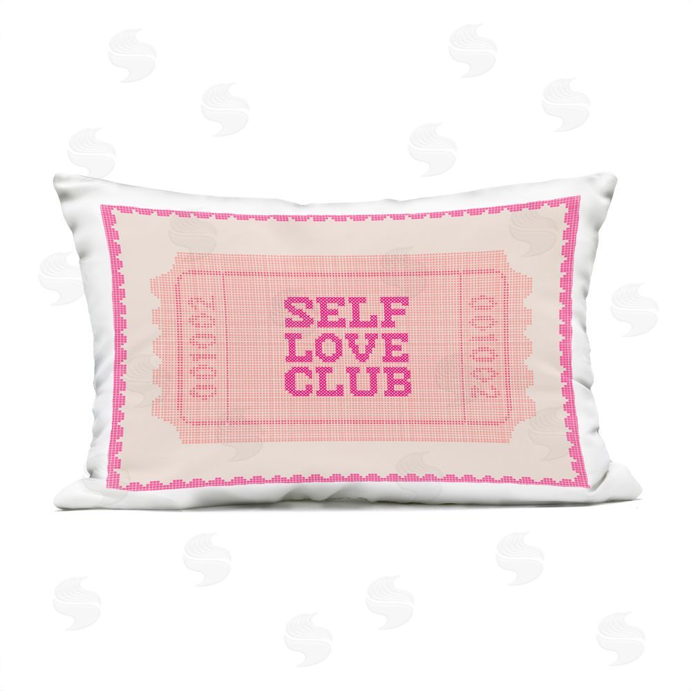 Stupell Studio Self Love Club Retro Ticket Outdoor Printed Lumbar Throw Pillow