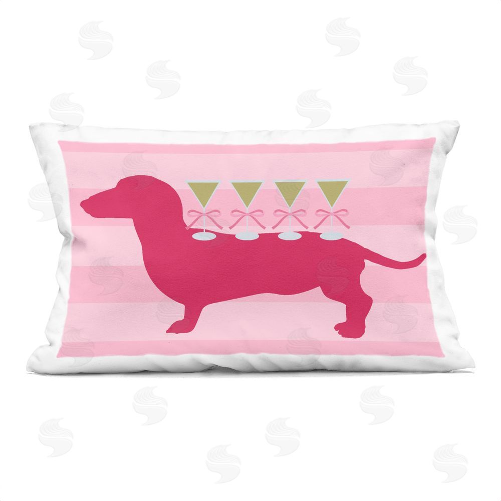 Stupell Studio Pink Dachshund With Martinis Printed Lumbar Throw Pillow