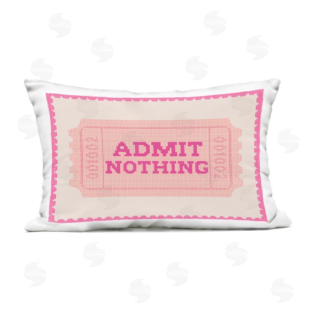 Stupell Studio Admit Nothing Retro Pink Ticket Outdoor Printed Lumbar Throw Pillow