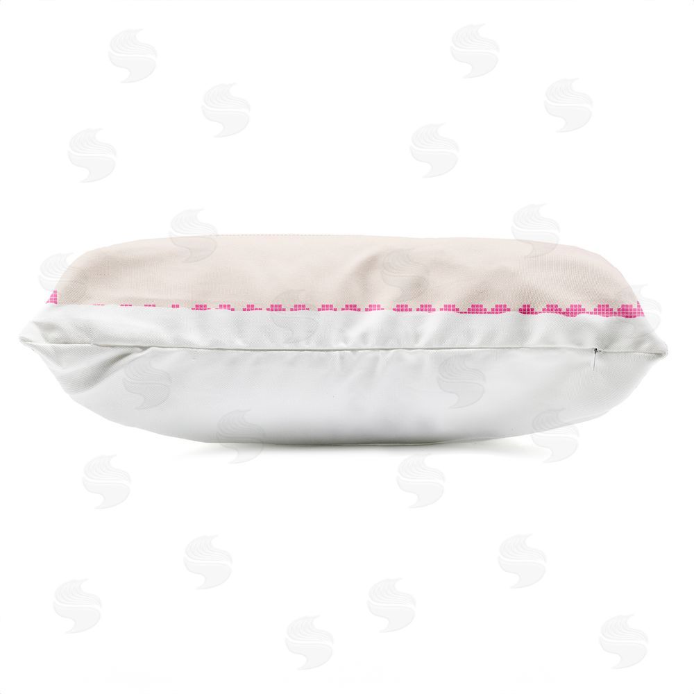 Stupell Studio Admit Nothing Retro Pink Ticket Outdoor Printed Lumbar Throw Pillow Side View with Zipper Detail