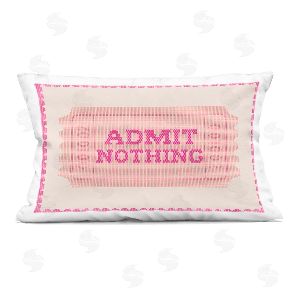 Stupell Studio Admit Nothing Retro Pink Ticket Printed Lumbar Throw Pillow