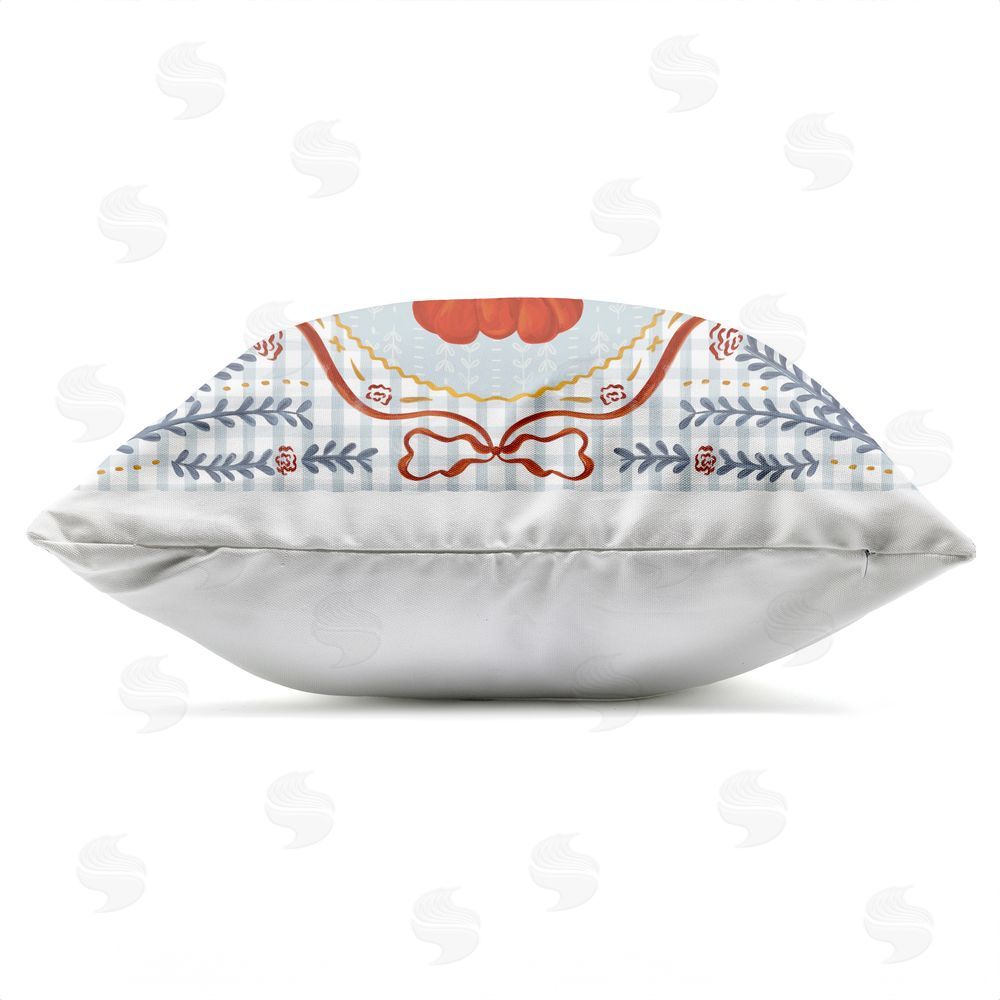 Vero Illustrates Lobster Portrait Blue Gingham Outdoor Square Printed Throw Pillow Side View with Zipper Detail