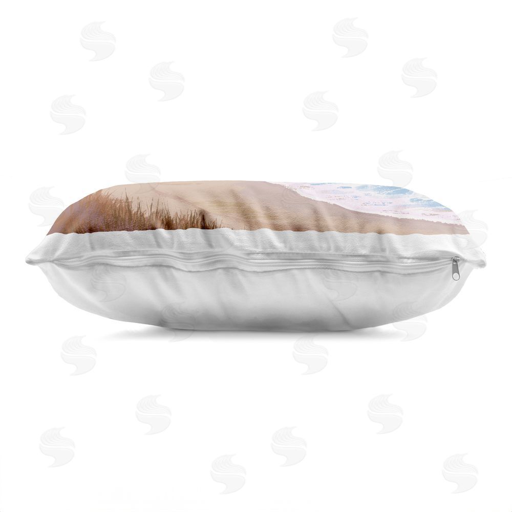 Ziwei Li Tranquil Cliffs & Distant Boats Indoor Plush Polyester Lumbar Pillow Zipper Detail