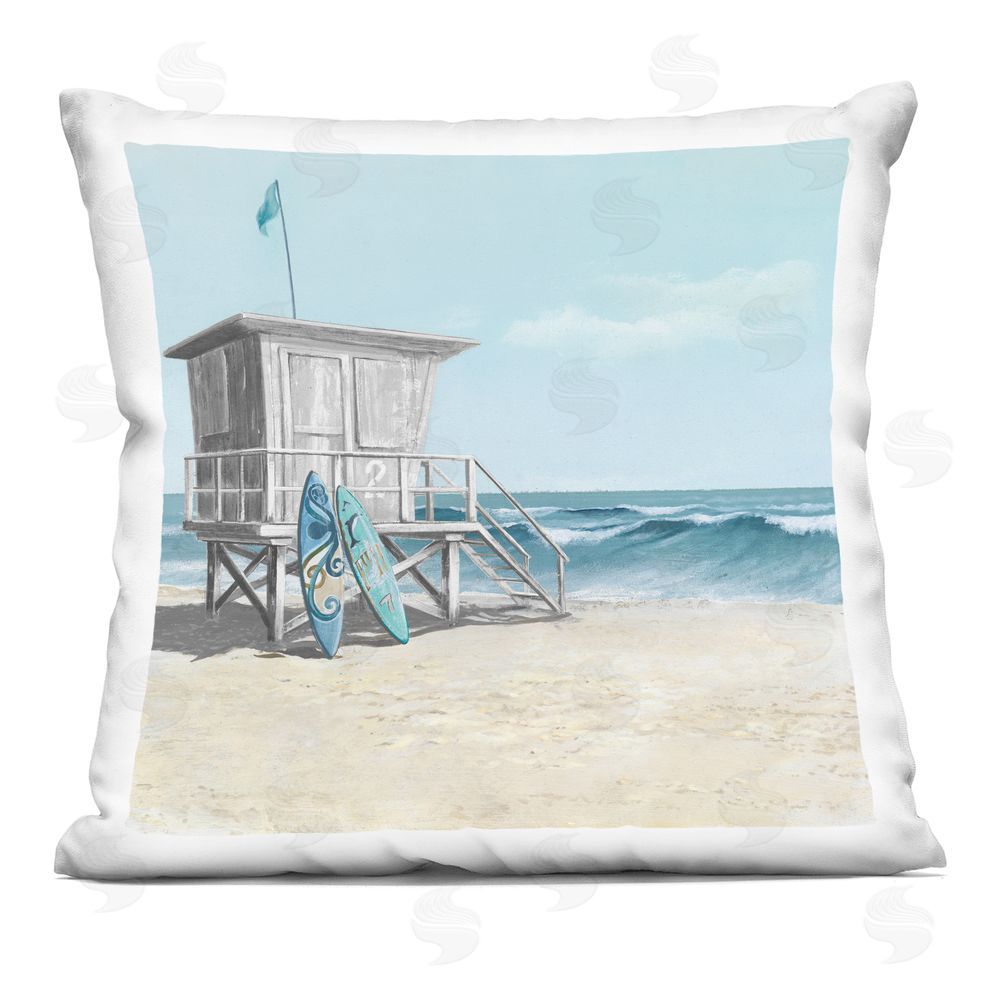 Lorenzo Collective Lifeguard Stand with Blue Boards Indoor Plush Polyester Square Throw Pillow