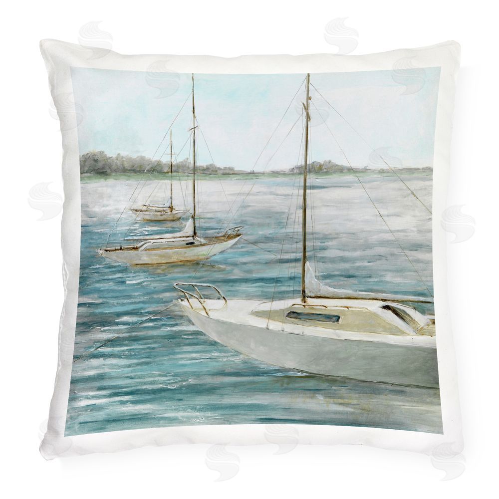 Lorenzo Collective Small Boats Resting in Harbor Outdoor Quick-Dry Polyester Square Throw Pillow