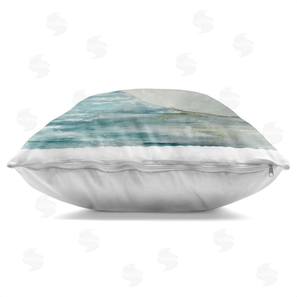Lorenzo Collective Small Boats Resting in Harbor Indoor Plush Polyester Square Throw Pillow Zipper Detail