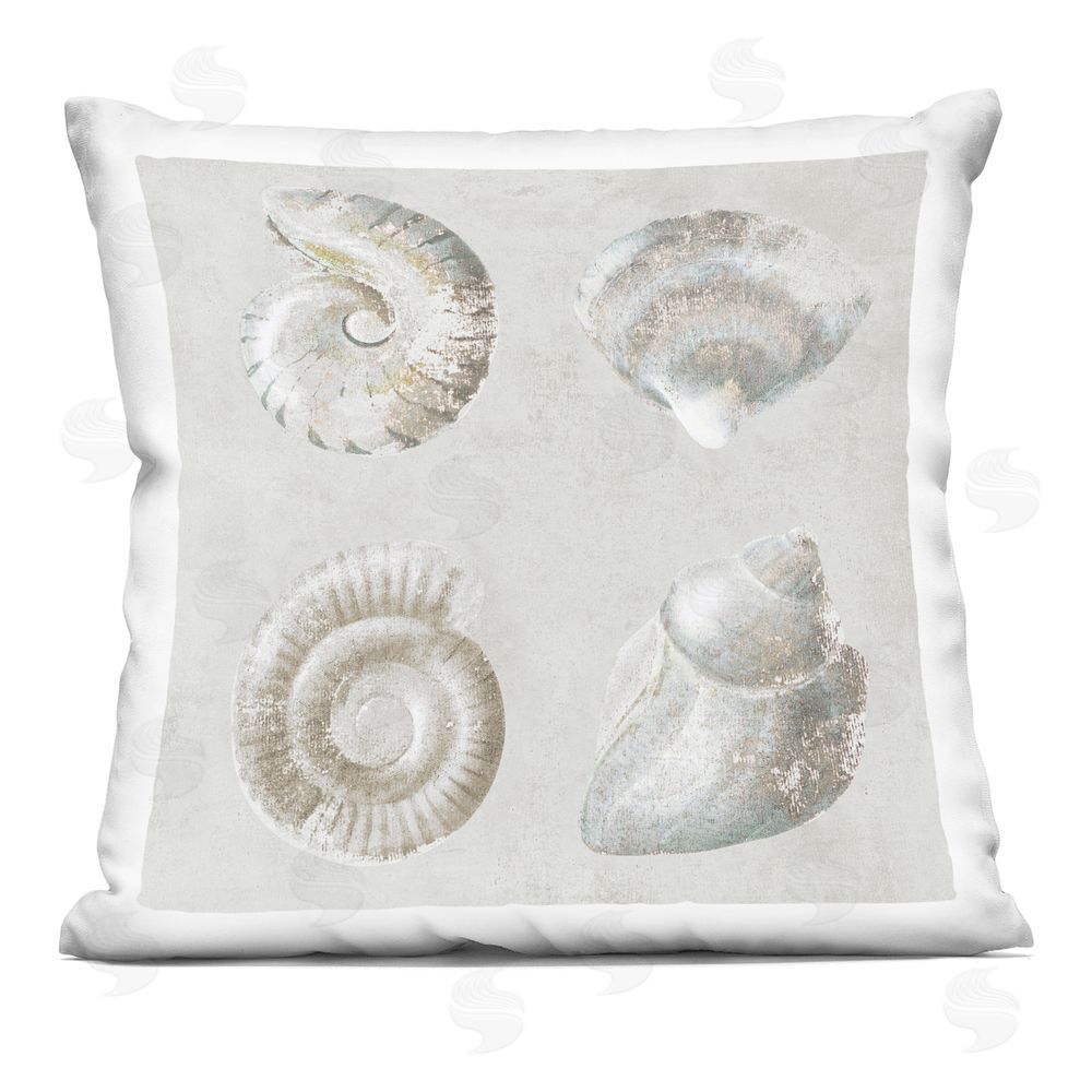 Lorenzo Collective Quartet of Seashells Indoor Plush Polyester Square Throw Pillow