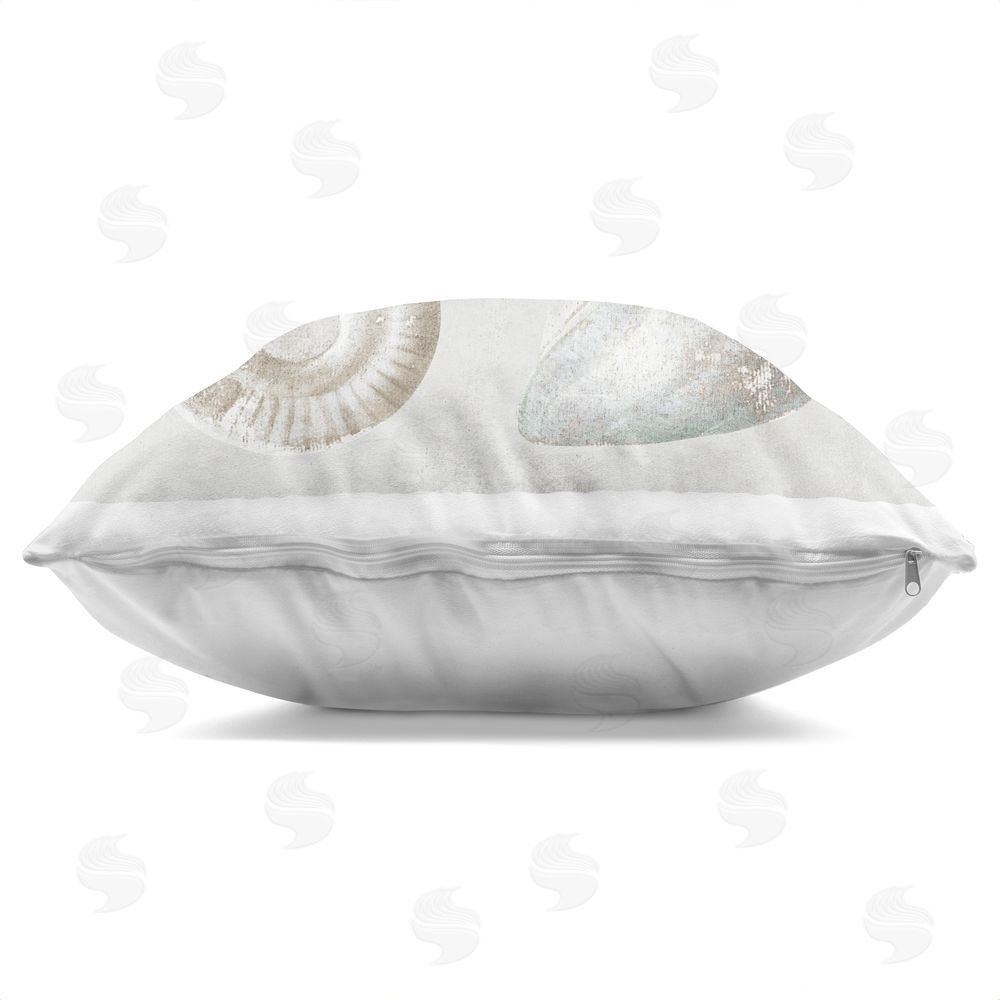 Lorenzo Collective Quartet of Seashells Indoor Plush Polyester Square Throw Pillow Zipper Detail