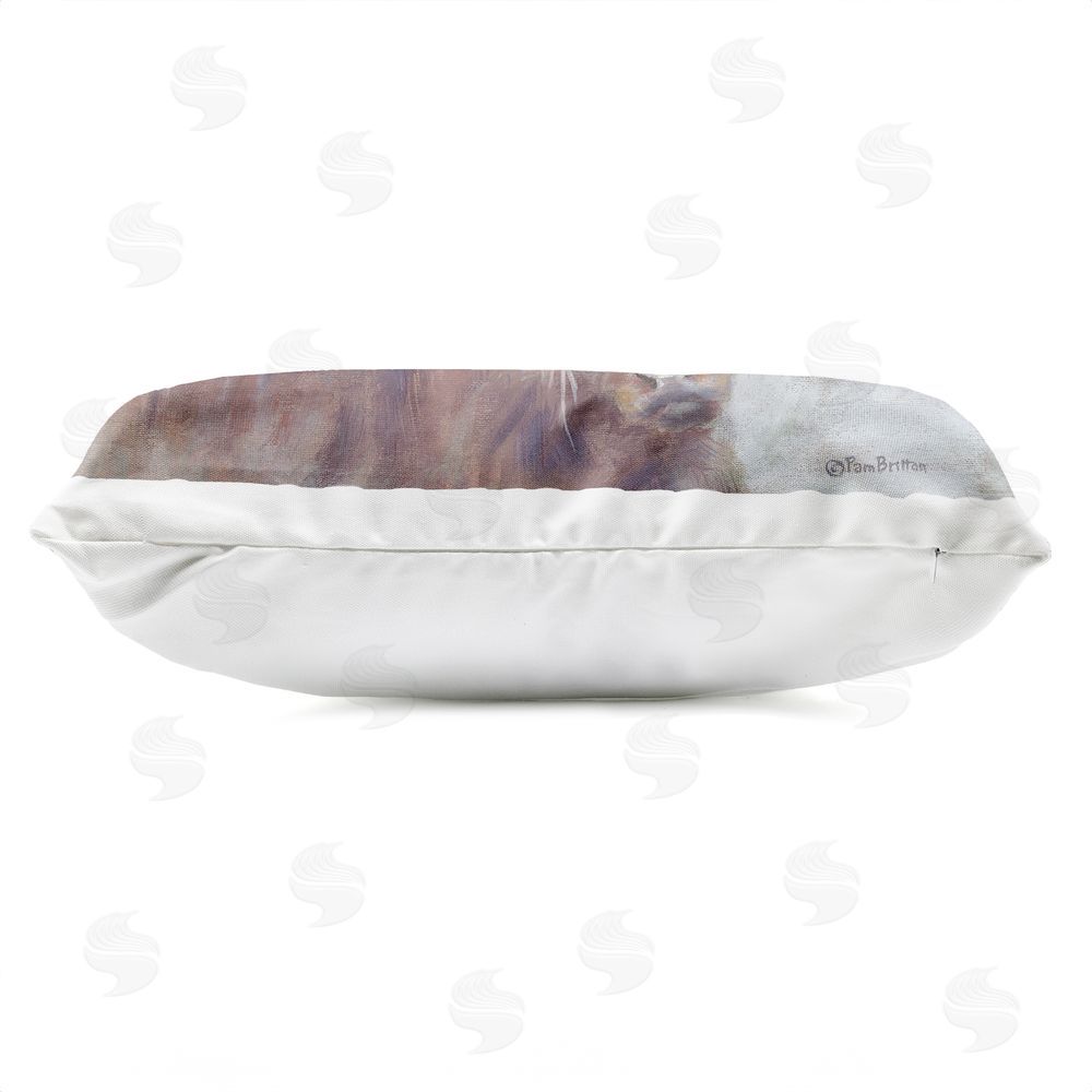 Pam Britton Shaggy Highlands Mother & Calf Outdoor Quick-Dry Polyester Lumbar Pillow Zipper Detail
