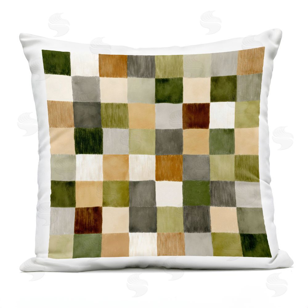 Petal Prints Design Warm Checkered Patchwork Outdoor Square Printed Throw Pillow