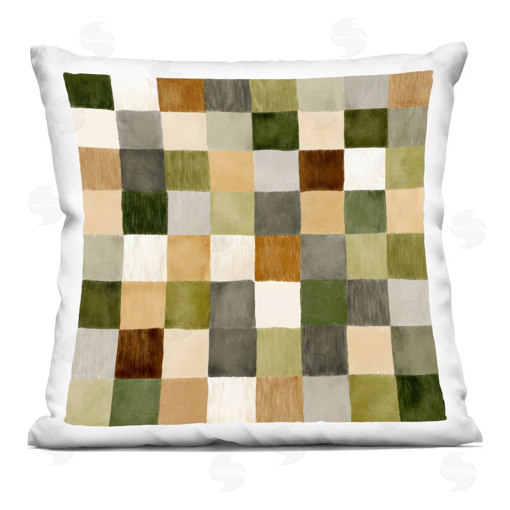 Petal Prints Design Warm Checkered Patchwork Square Printed Throw Pillow