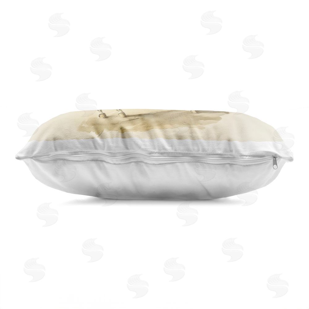 Sisi and Seb Gentleman on Horse Portrait Printed Lumbar Throw Pillow Side View with Zipper Detail