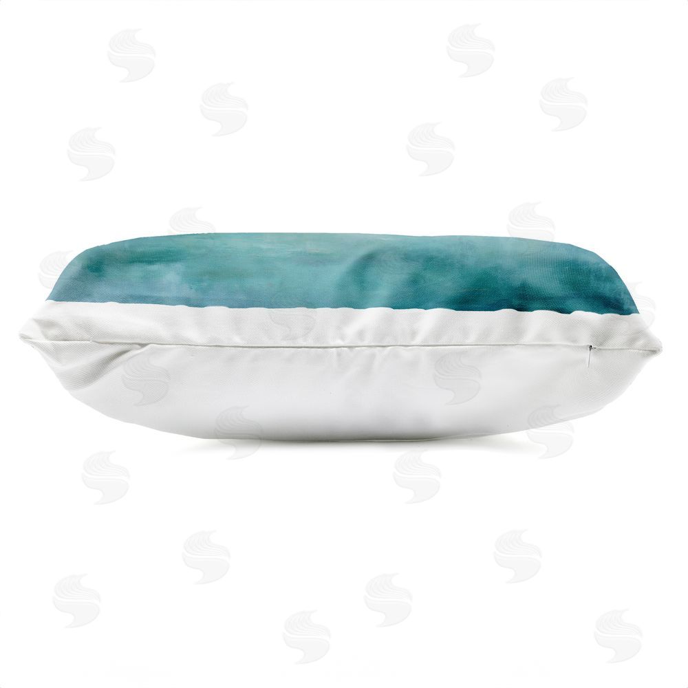 Petal Prints Design Blue Skies Geese Outdoor Printed Lumbar Throw Pillow Side View with Zipper Detail